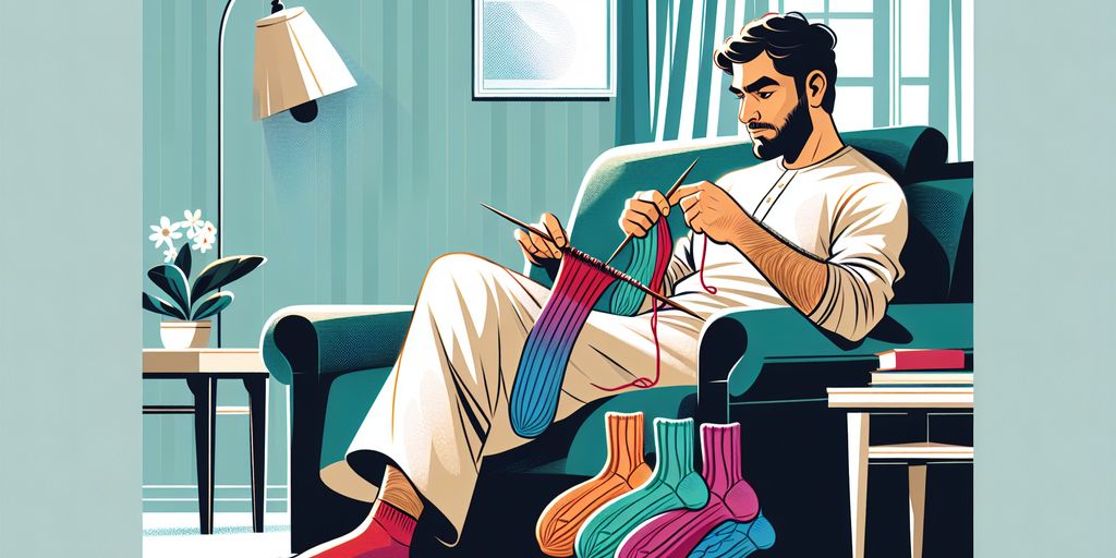 person knitting socks at home