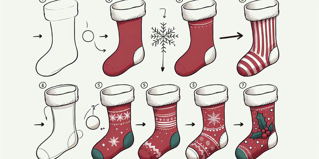 Christmas stocking drawing tutorial