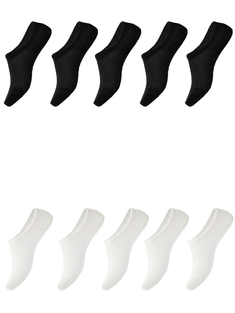 My Socks 10 Paires - Blanc & Noir / 41-47 Chaussettes Basses Homme Grande Taille