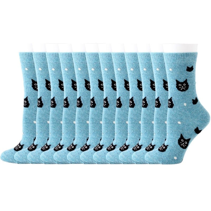 My Socks 12 Paires - Bleu / 35-40 Chaussette Chaude Chat