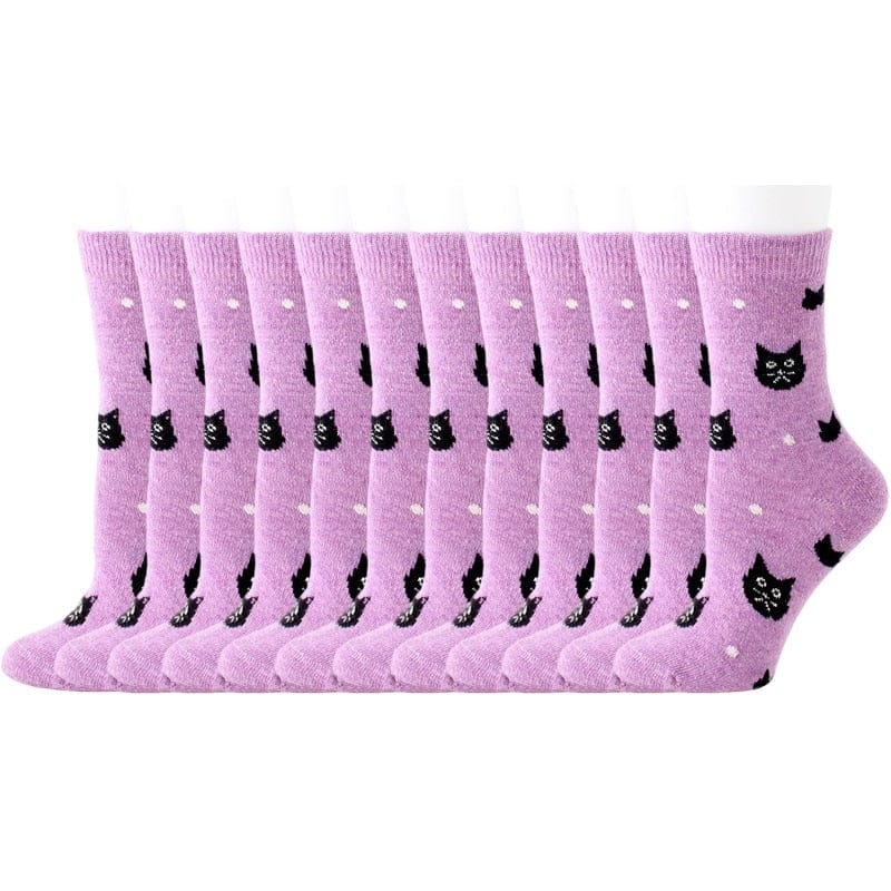 My Socks 12 Paires - Violet / 35-40 Chaussette Chaude Chat