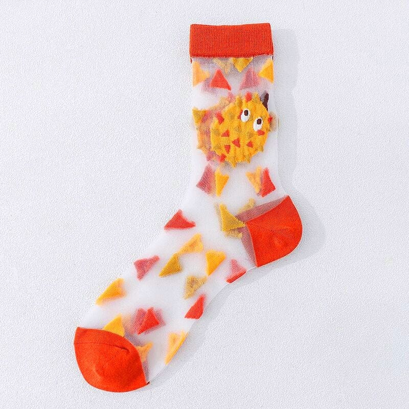My Socks Ananas Rouge / 35-42 Chaussettes Transparentes Fantaisie