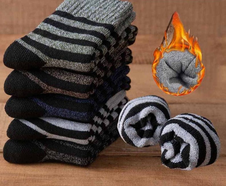 My Socks Bande Noir / 5 Paires / 38-45 Chaussettes Chauffantes Hiver