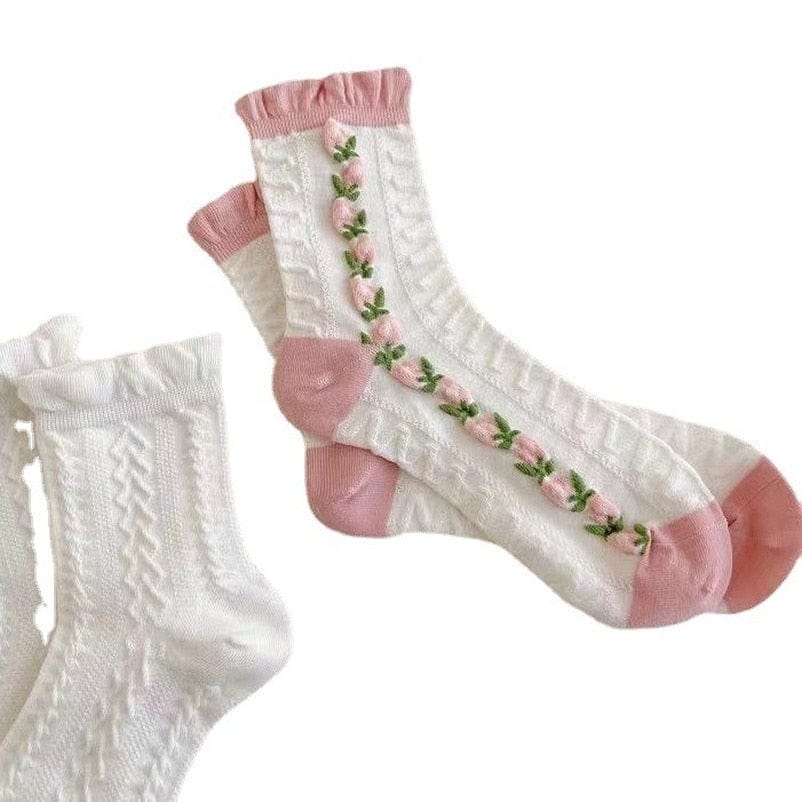 My Socks Blanc / 35-39 Chaussettes Étudiante Japonaise