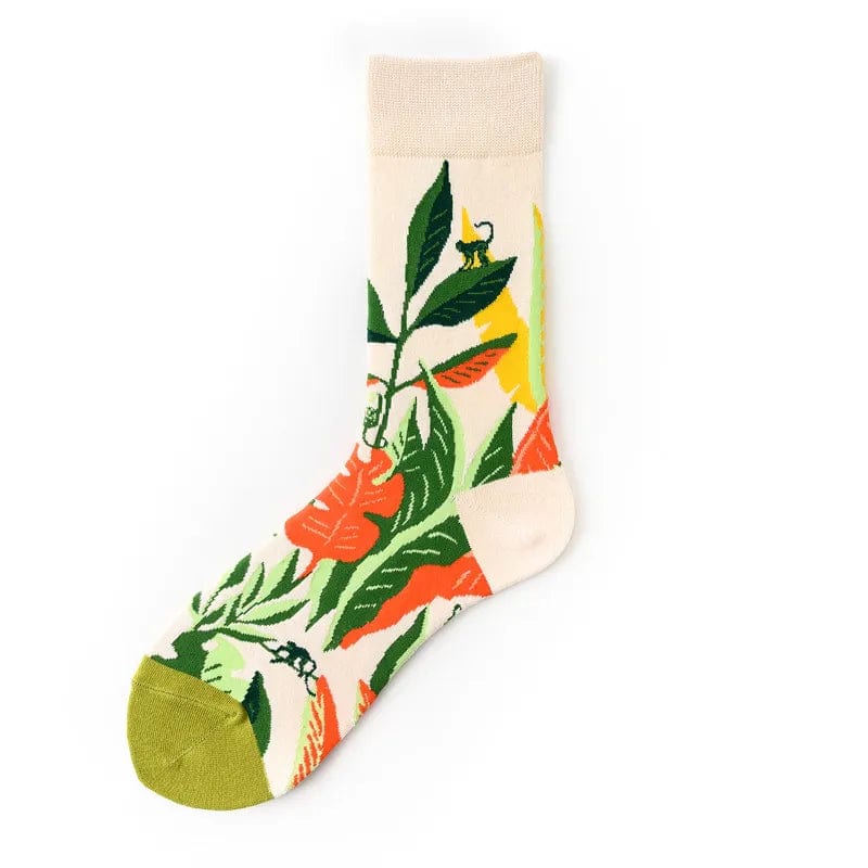 My Socks Blanc & Vert / 36-43 Chaussettes Art Des Fleurs