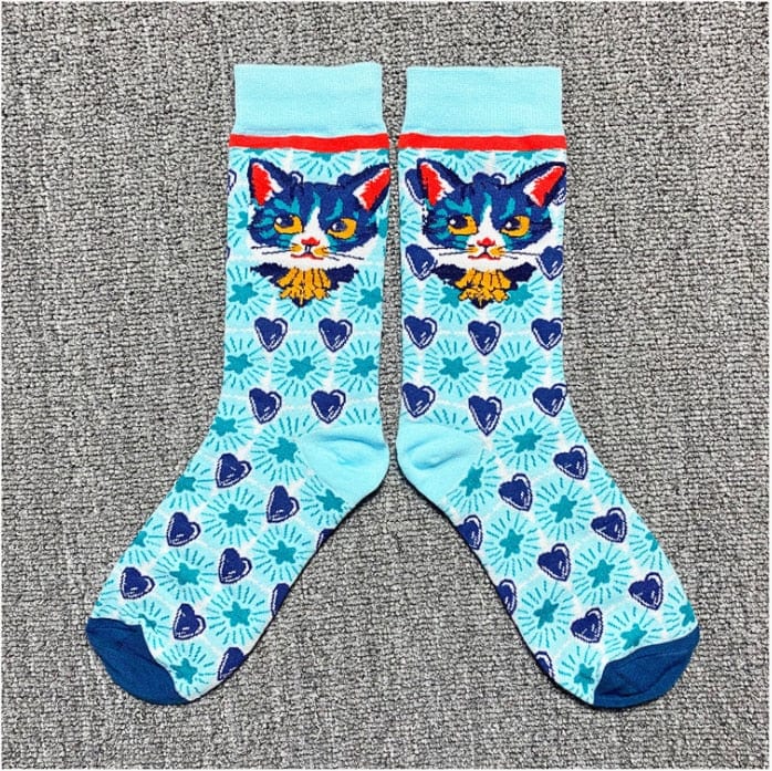 My Socks Bleu / 36-41 Chaussettes Fantaisie Chat