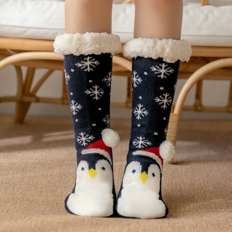 My Socks Bleu Penguin / Unique Grosses Chaussettes De Noël