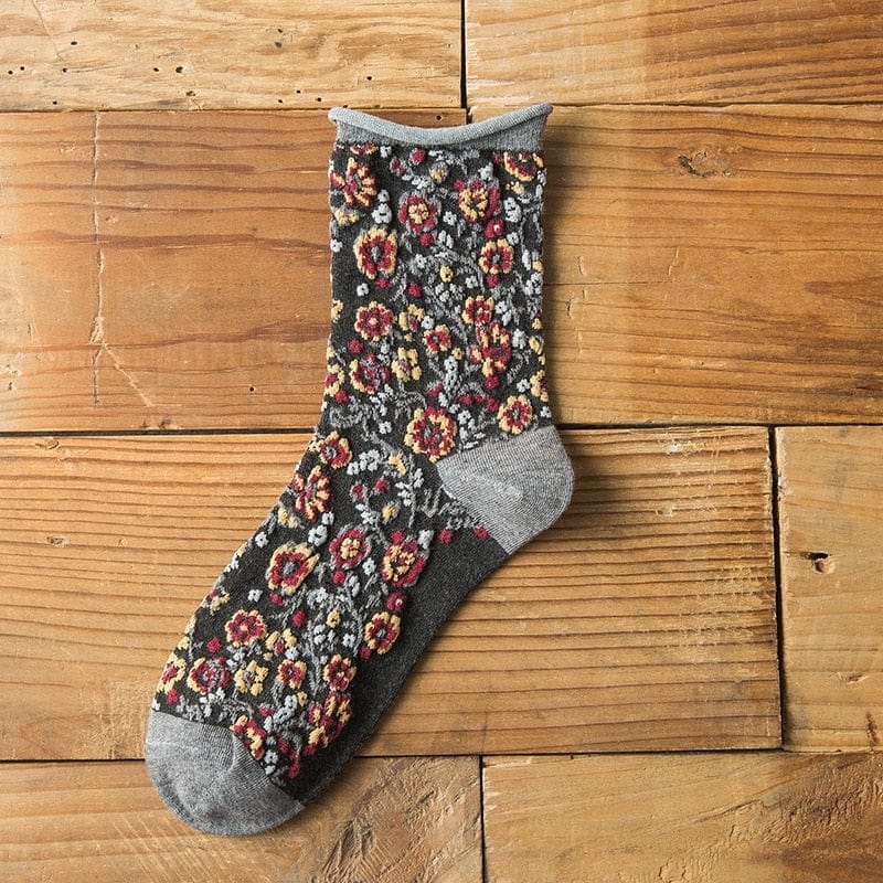 My Socks Gris / 37-39 Chaussettes Japonaises Vintage