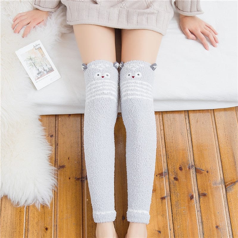 My Socks Gris / Unique Chaussettes Hautes Chaudes Femme