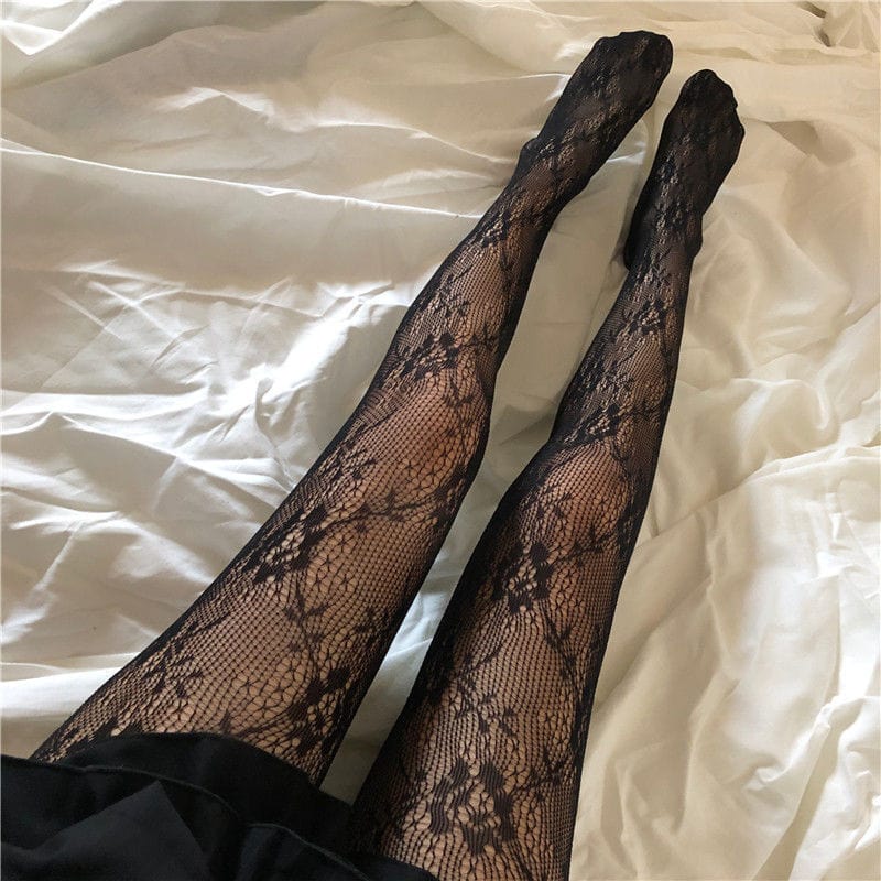 My Socks Noir / Fleurs / Unique Chaussettes Collant Fantaisie