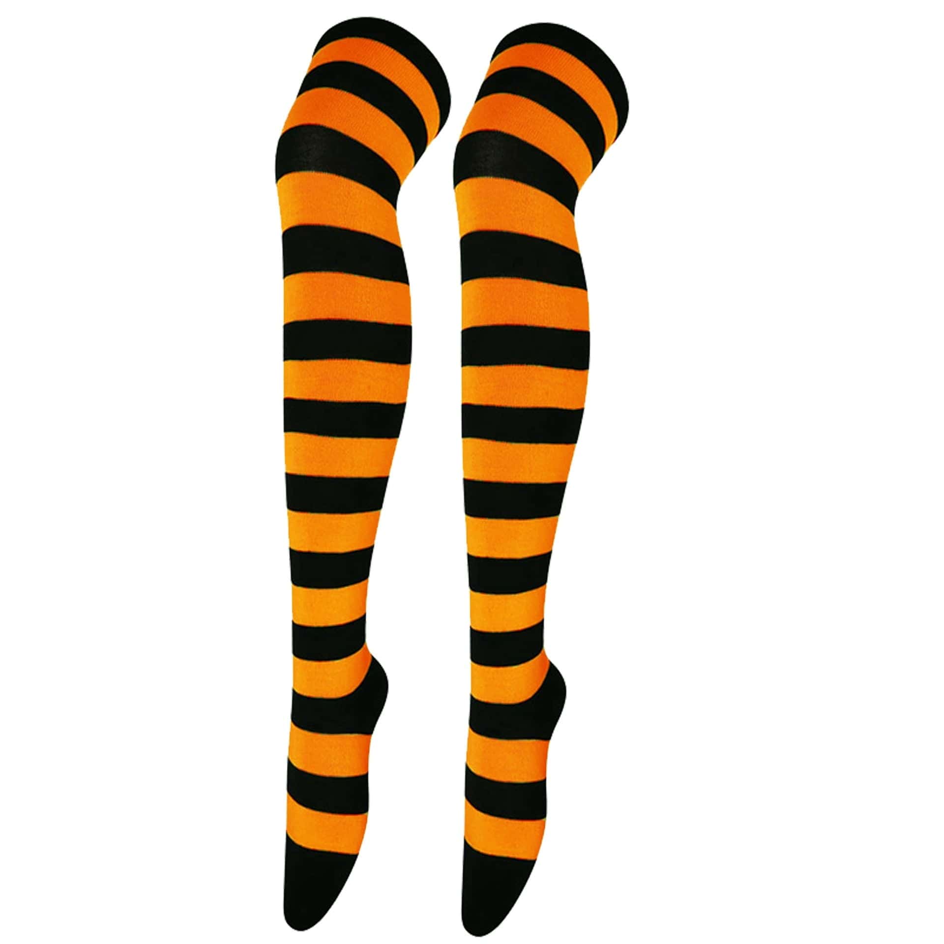 My Socks Noir & Orange / Unique Chaussettes Hautes Femme Fantaisie
