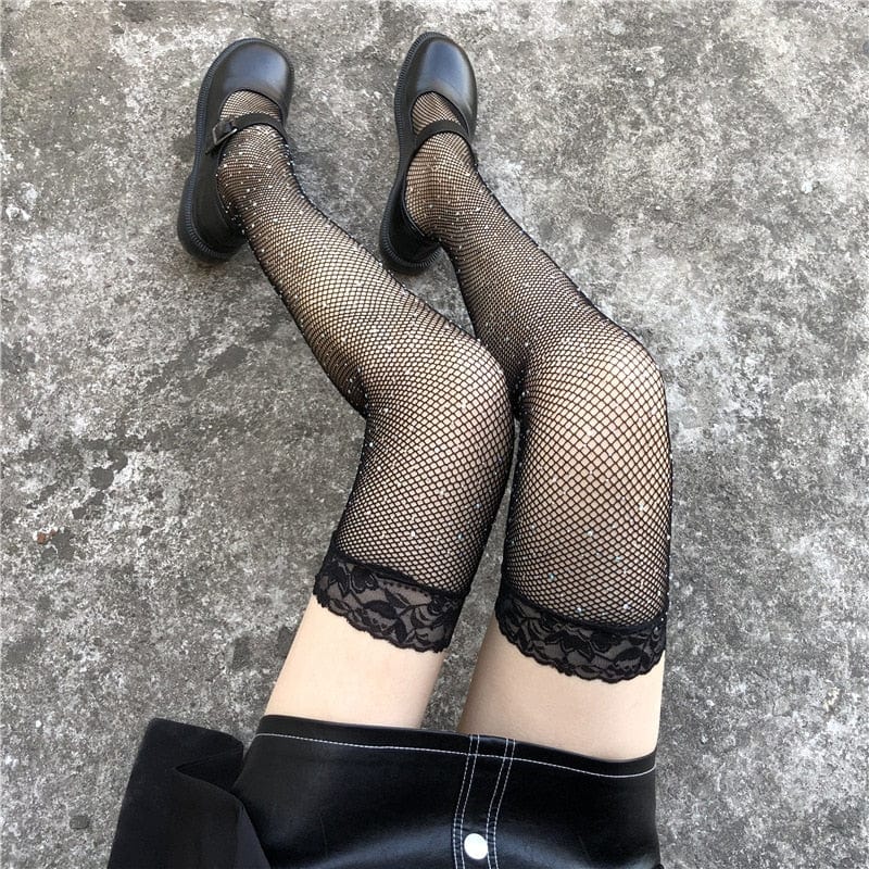 My Socks Noir / Unique Chaussettes Hautes Paillettes