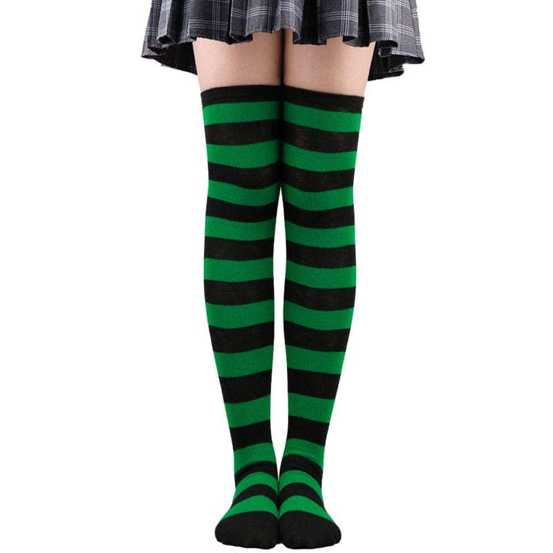 My Socks Noir & Vert / Unique Chaussettes Hautes Femme Fantaisie