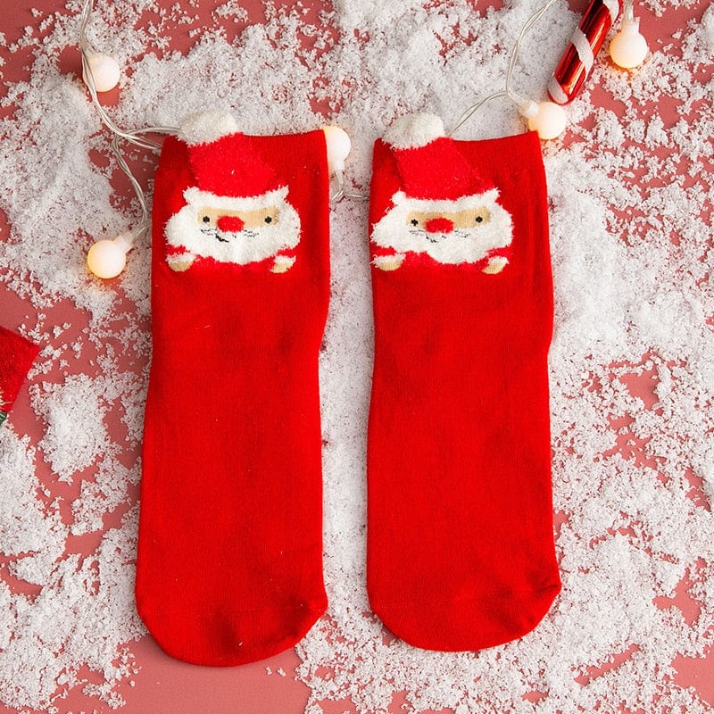 Chaussettes chaudes rigolotes Père Noël et Rudolph