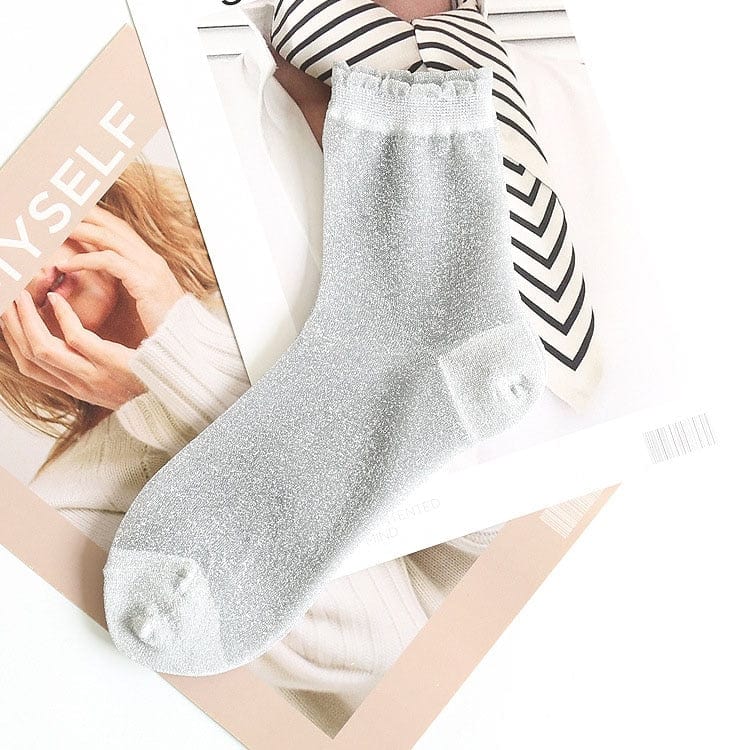 My Socks Unique / Blanc Chaussettes Blanches Paillettes