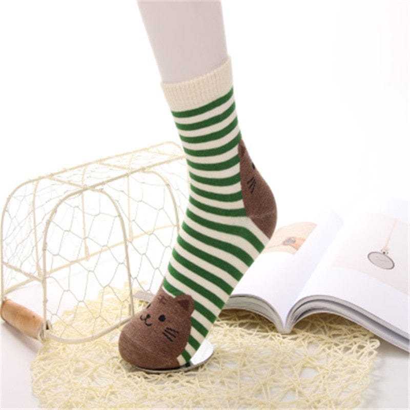 My Socks Vert / 35-42 Chaussette Chat Femme