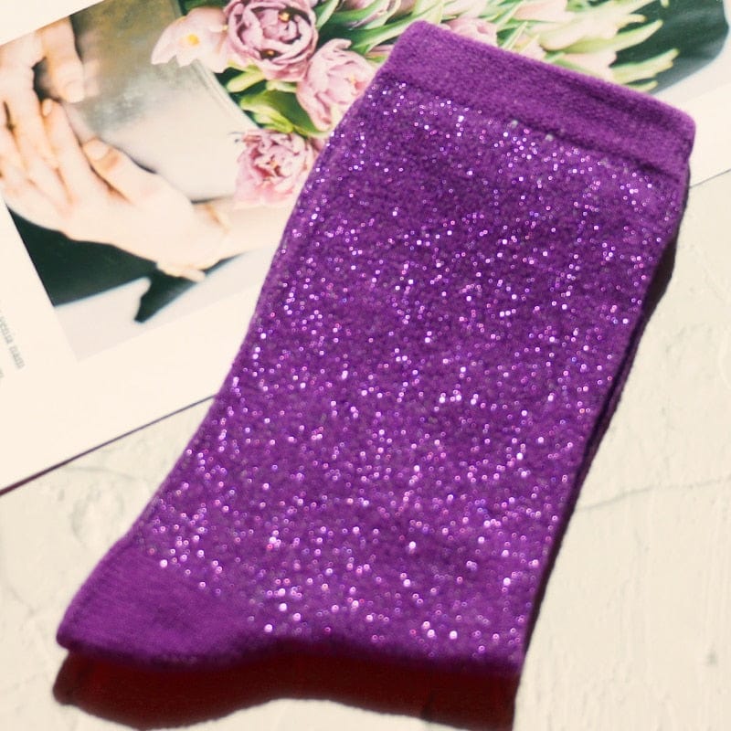My Socks Violet / 35-39 Chaussettes À Paillettes