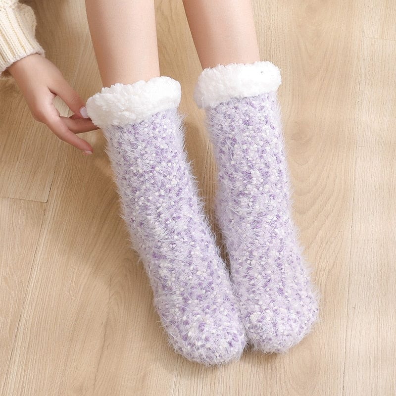 My Socks Violet / 35-42 Chaussette Chausson Chauffante