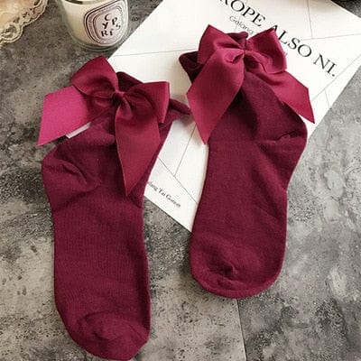 MySocks Chaussettes Rouge / 35-42 Chaussette Basse Avec Noeud