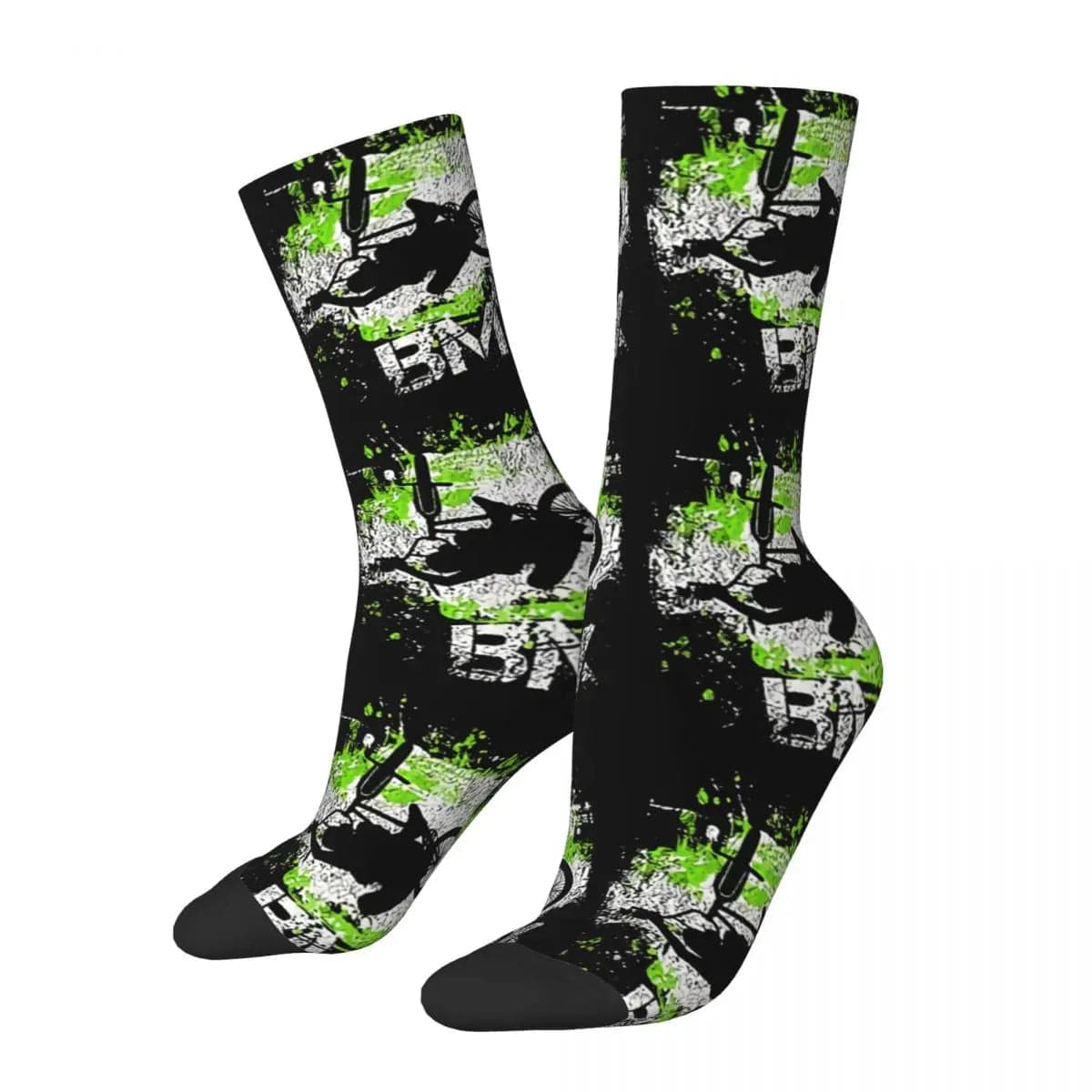 MySocks Chaussettes Noir & Vert / Unique Chaussette Bmx