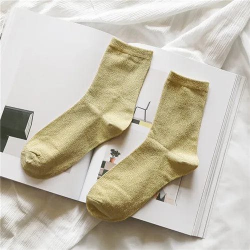 MySocks Chaussettes Jaune / Unique Chaussette Brillante Femme