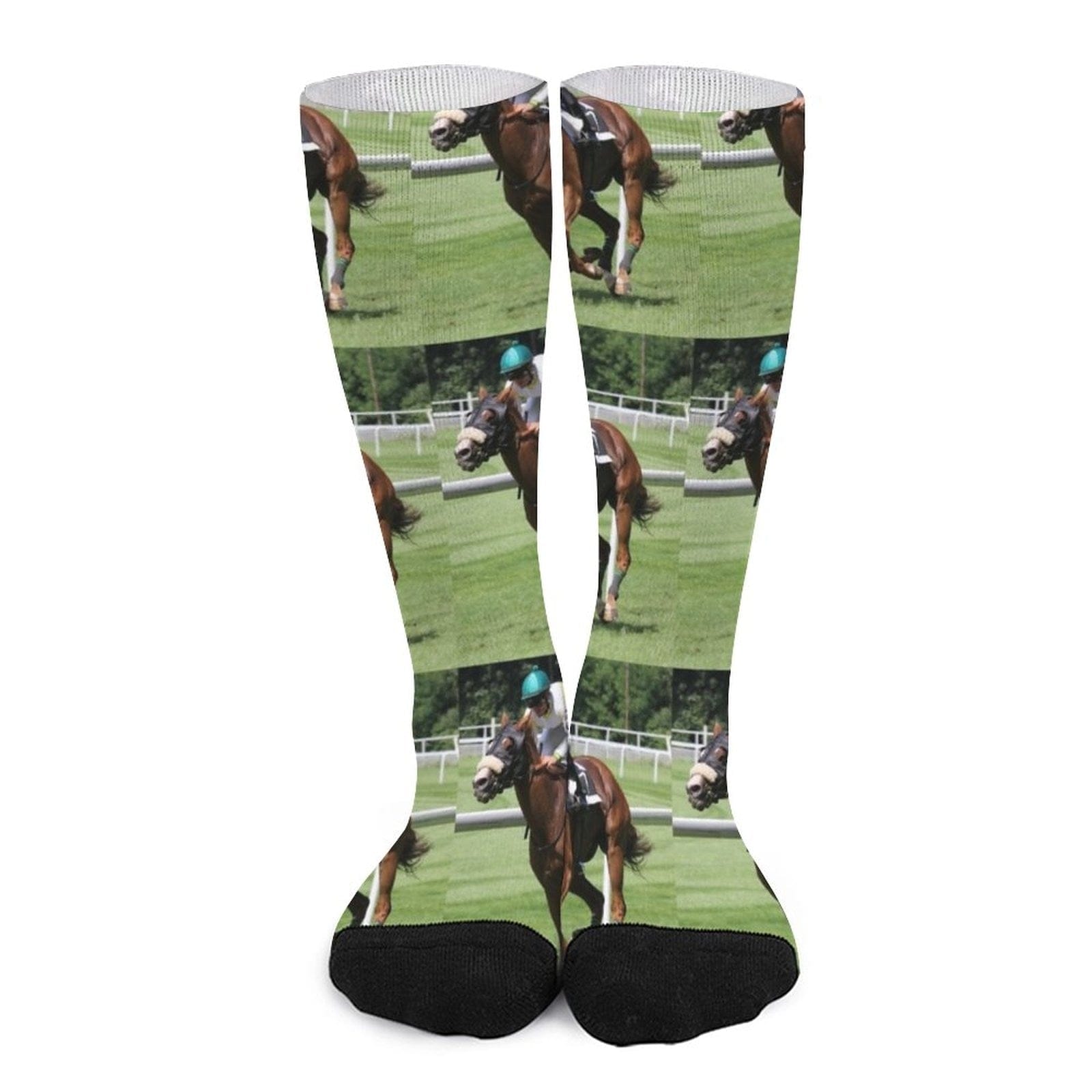 MySocks Chaussettes Vert / Unique Chaussette Cheval Rigolote