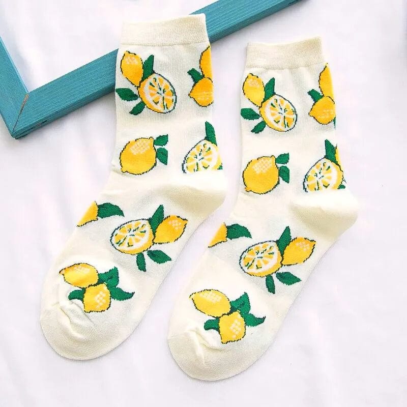 MySocks Chaussettes Blanc / 6 à 12 ans Chaussette Citron