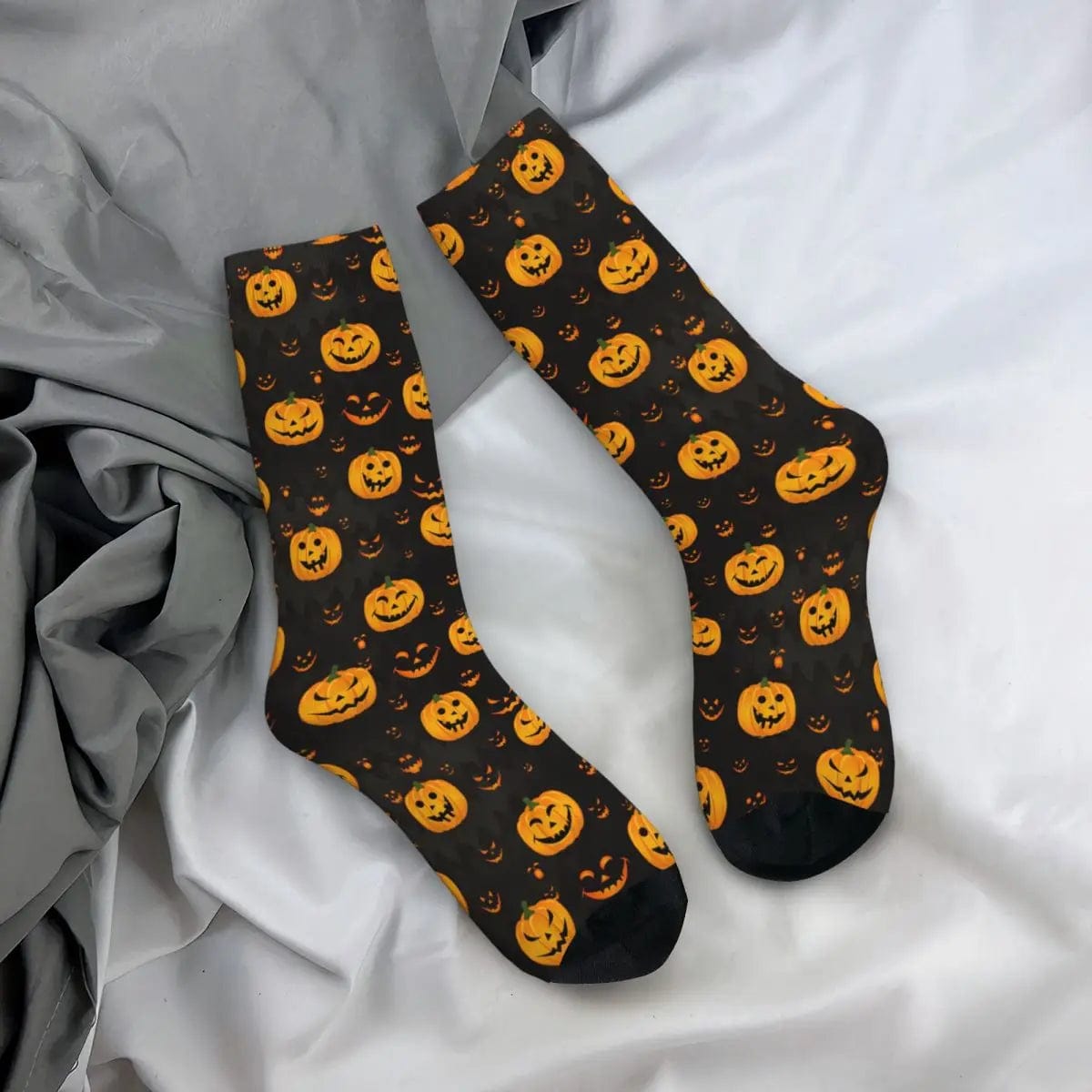 MySocks Chaussettes Noir & Orange / Unique Chaussette Citrouille