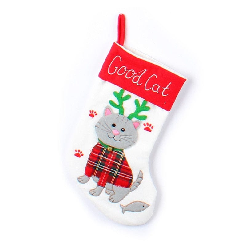 MySocks Chaussettes Chat Gris / 37x22 cm Chaussette De Noël Chat