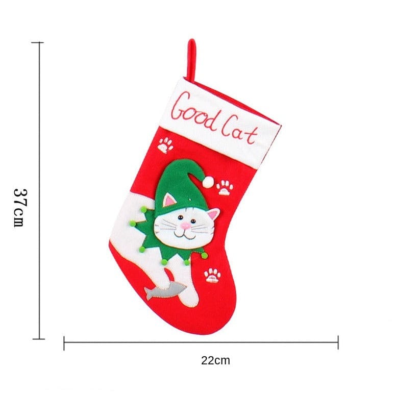 MySocks Chaussettes Chat Blanc / 37x22 cm Chaussette De Noël Chat