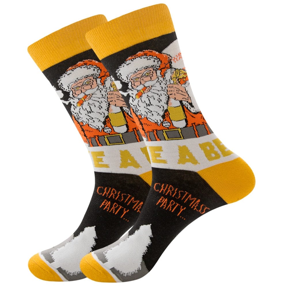 MySocks Chaussettes Jaune / 39-46 Chaussette De Noël Rigolote