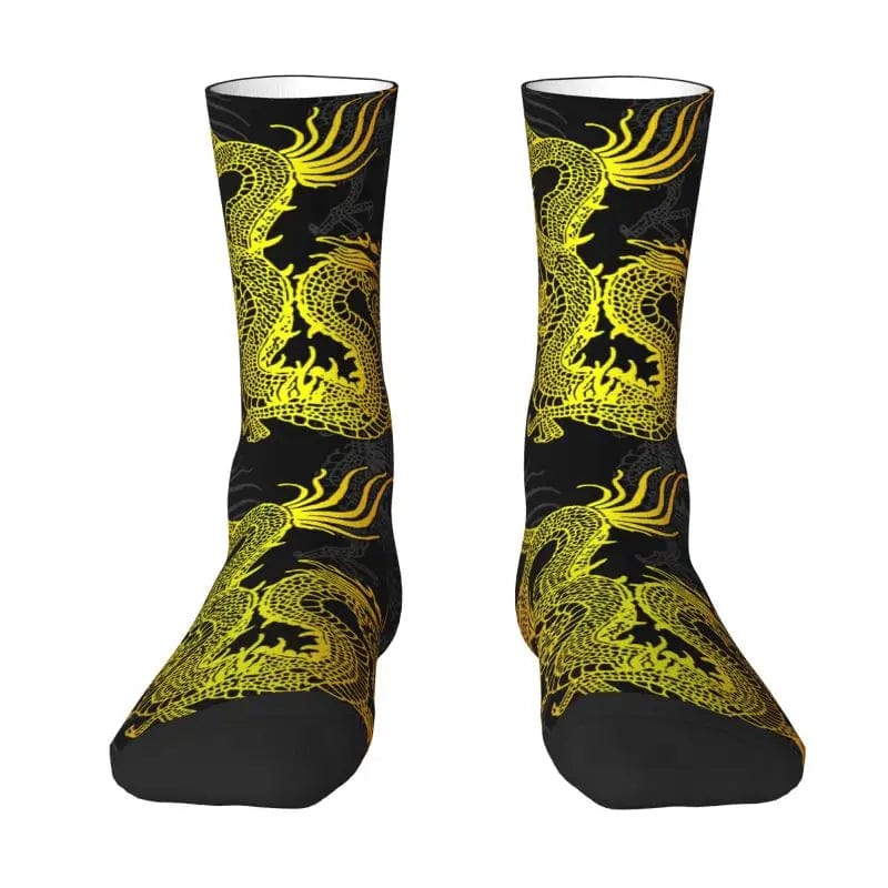 MySocks Chaussettes Jaune / Unique Chaussette Dragon