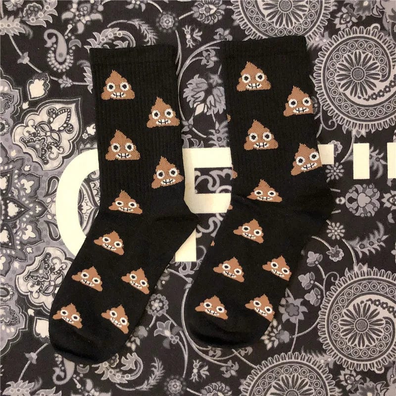 MySocks Chaussettes Noir / 35-43 Chaussette Emoji Caca