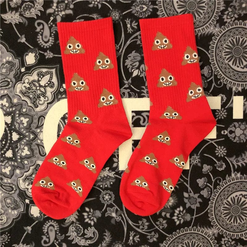 MySocks Chaussettes Rouge / 35-43 Chaussette Emoji Caca