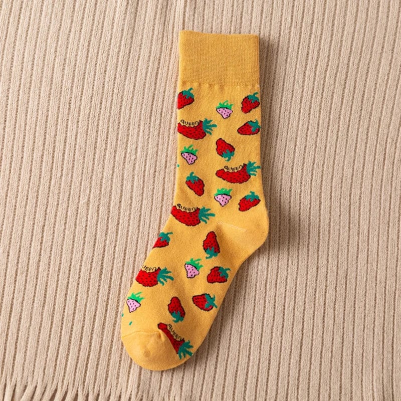 MySocks Chaussettes Jaune / Unique Chaussette Fraise