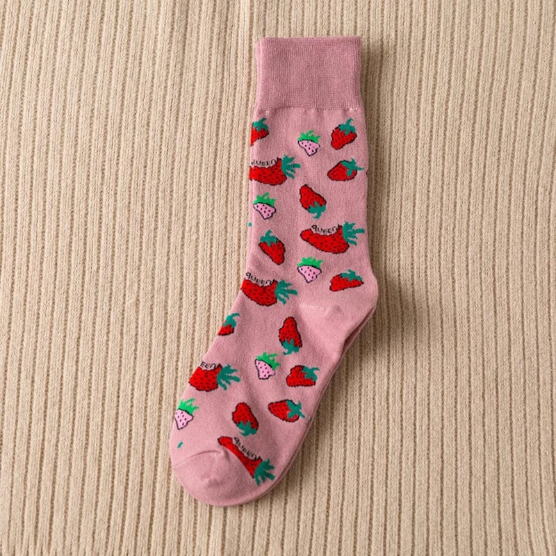 MySocks Chaussettes Rose / Unique Chaussette Fraise