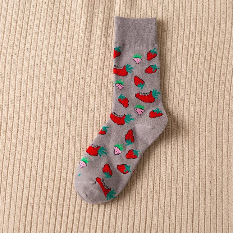 MySocks Chaussettes Gris / Unique Chaussette Fraise