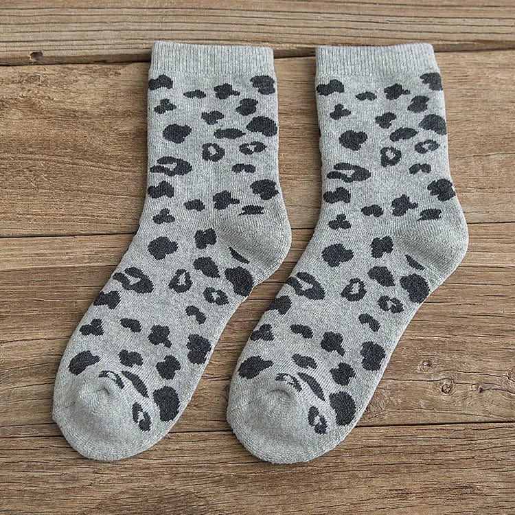 MySocks Chaussettes Gris / 36-40 Chaussette Léopard Femme