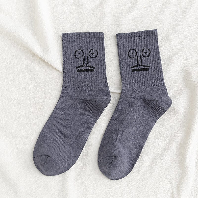 MySocks Chaussettes Gris - Jean Moustache / 35-44 Chaussette Marrante