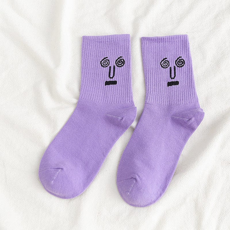 MySocks Chaussettes Violet - J'ai La Tête Qui Tourne... / 35-44 Chaussette Marrante