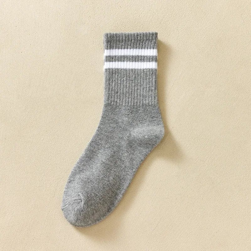 MySocks Chaussettes Gris Bande / 35-39 Chaussette Mi Haute Femme