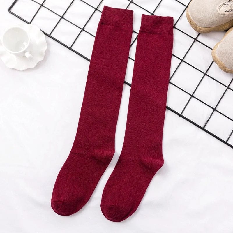 MySocks Chaussettes Rouge Bordeaux / 35-40 Chaussette Montante Femme