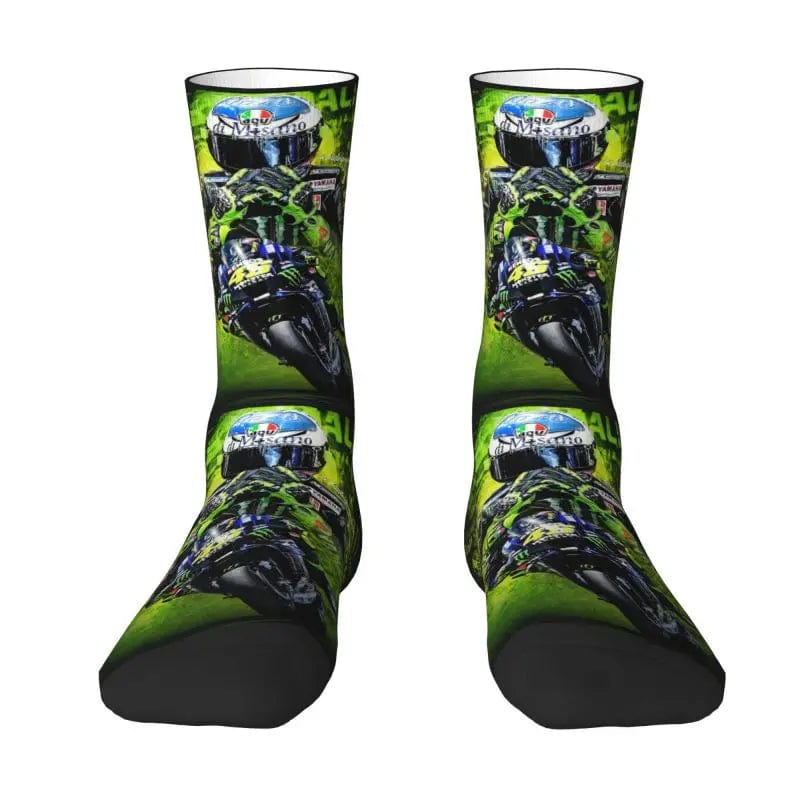 MySocks Chaussettes Vert / Unique Chaussette Moto