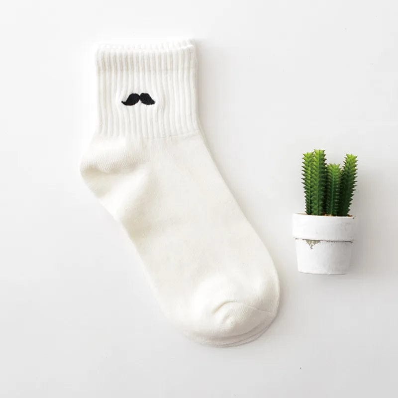 MySocks Chaussettes Blanc / 34-42 Chaussette Moustache