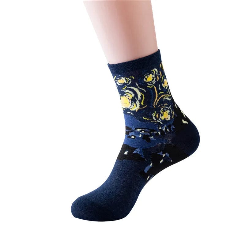 MySocks Chaussettes La Nuit Étoilée / Unique Chaussette Peintre