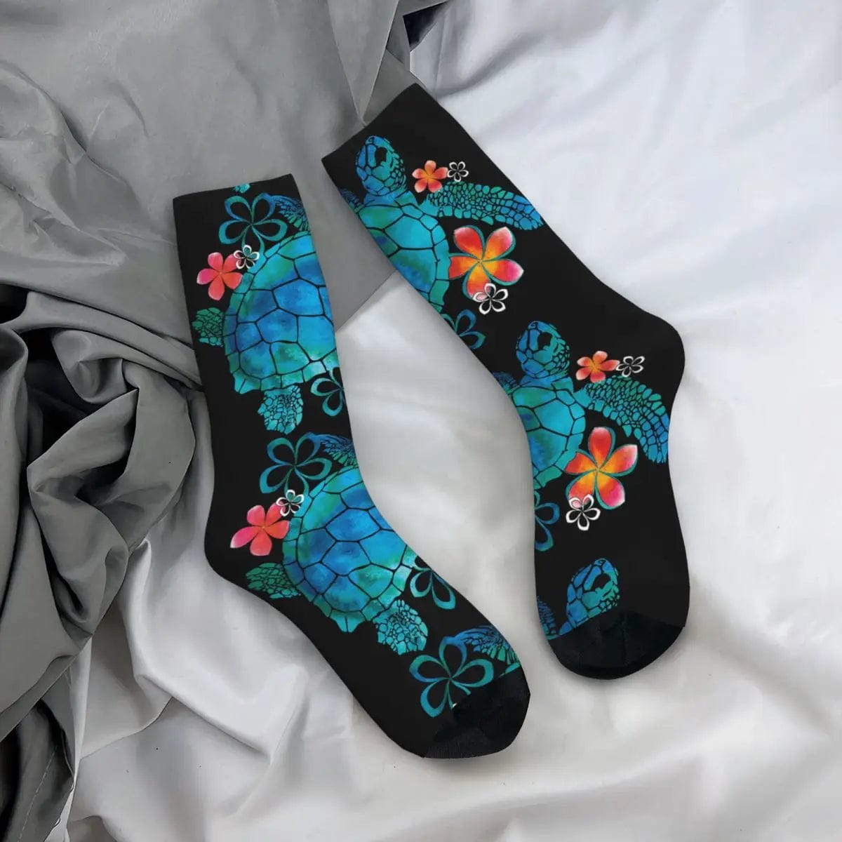 MySocks Chaussettes Noir & Bleu / Unique Chaussette Tortue