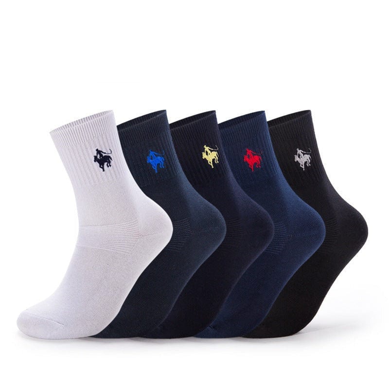 MySocks Chaussettes Blanc-Bleu Marine-Noir / 5 Paires / 39-45 Chaussettes 100% Coton