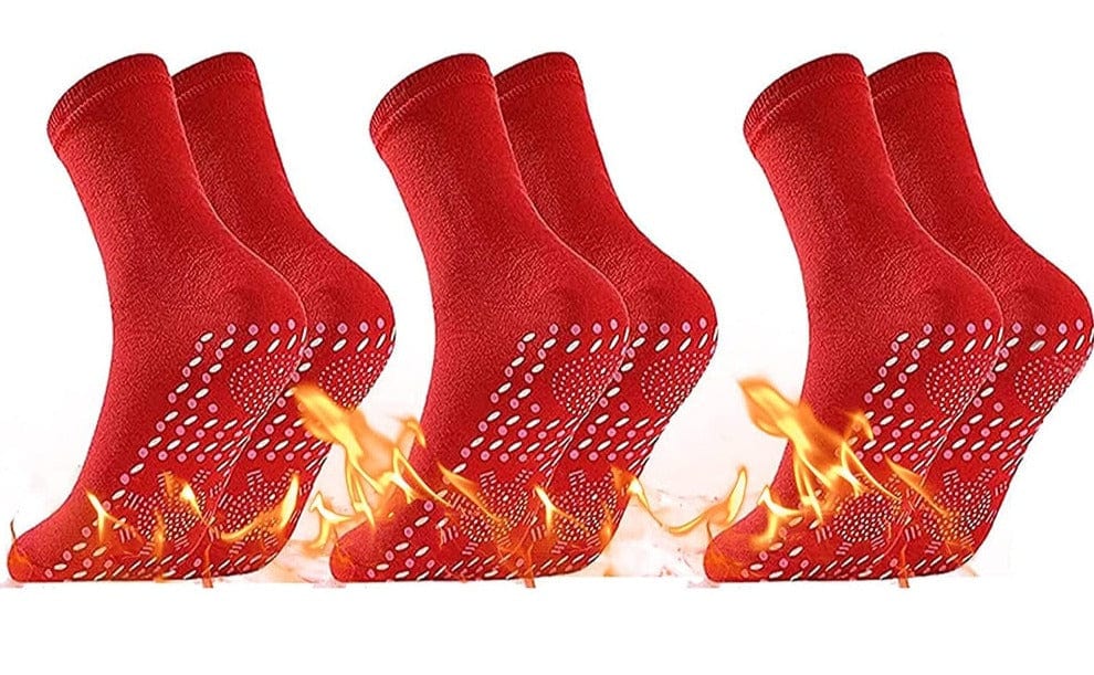 MySocks Chaussettes 3 Paires - Rouge / 38-44 Chaussettes Auto-Chauffantes