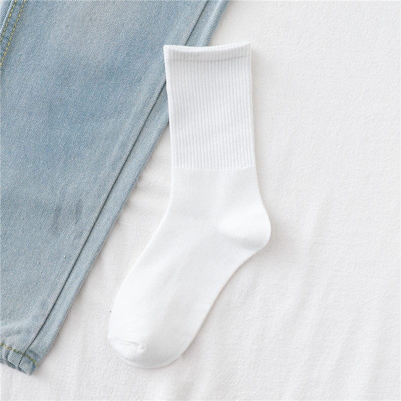 MySocks Chaussettes Blanc / 35-39 Chaussettes Blanches Mi-Hautes