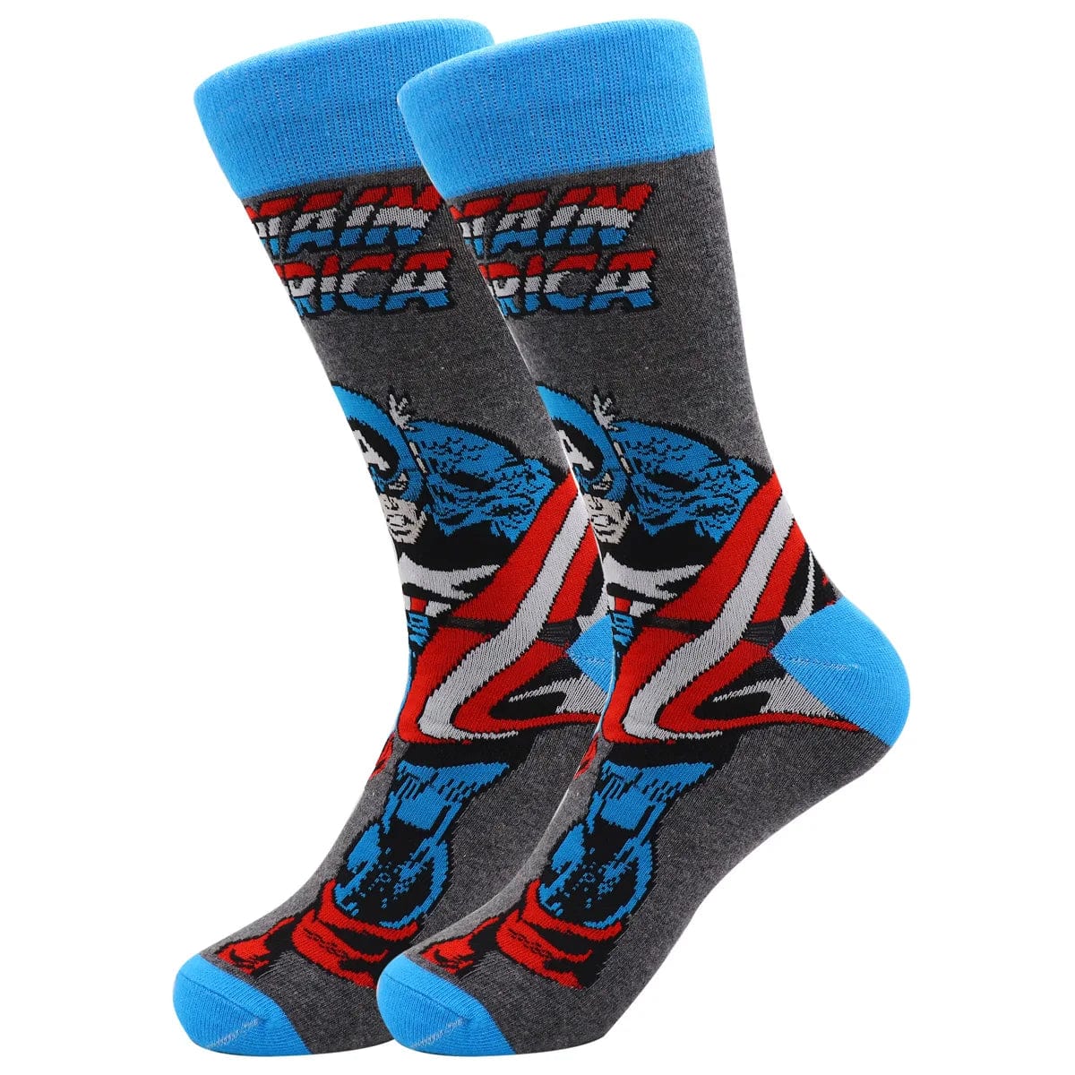 MySocks Chaussettes Gris & Bleu / Unique Chaussettes Captain America